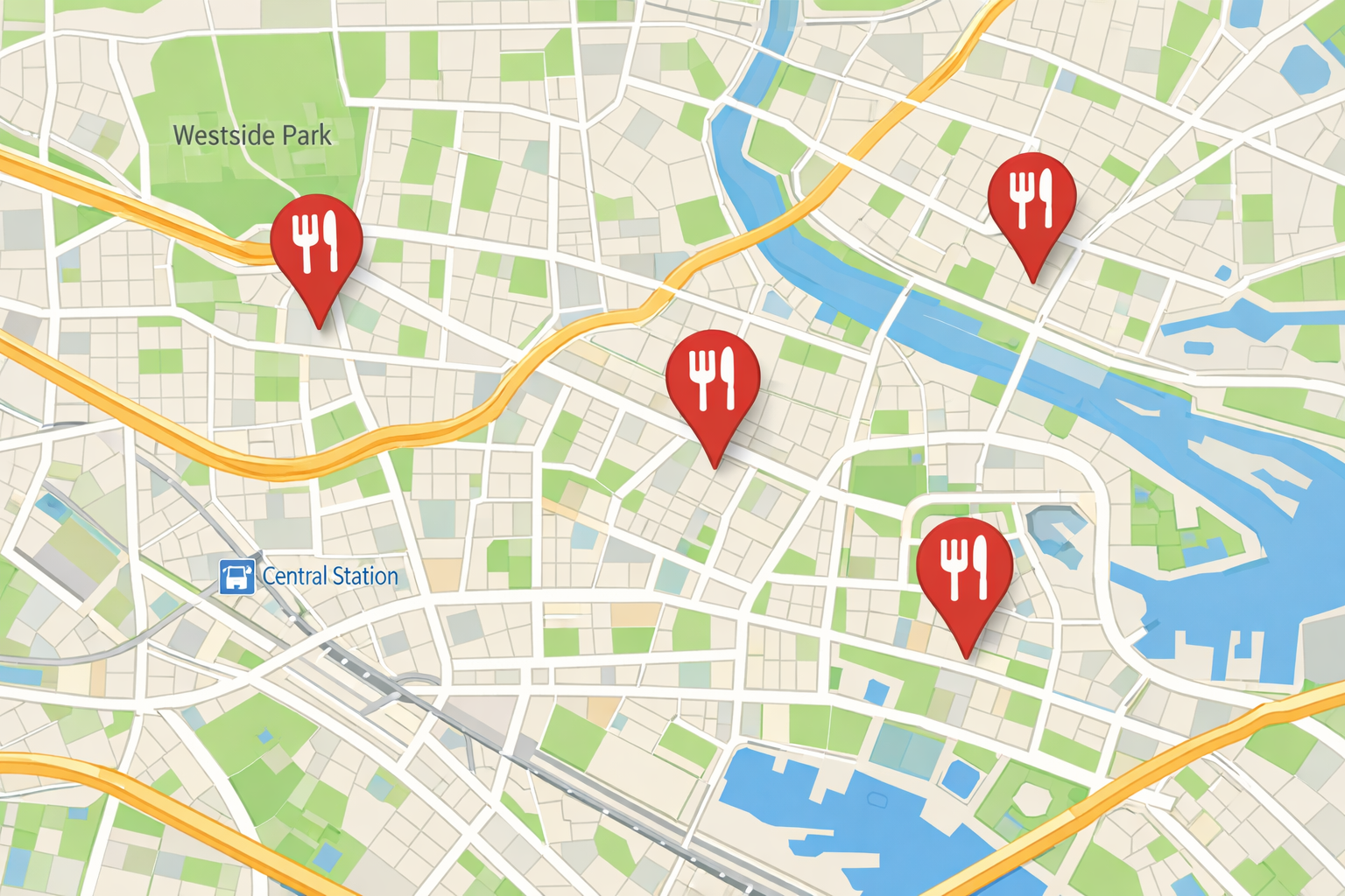 Map of restaurant locations